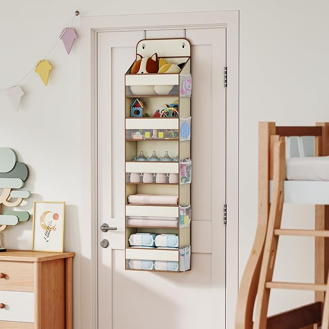 LAMU 5-Tier Over The Door Organizer Hanging, Swing - Proof Closet Behind Door Storage for Baby Clothes, Back of Door Organize