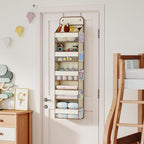 LAMU 5-Tier Over The Door Organizer Hanging, Swing - Proof Closet Behind Door Storage for Baby Clothes, Back of Door Organize