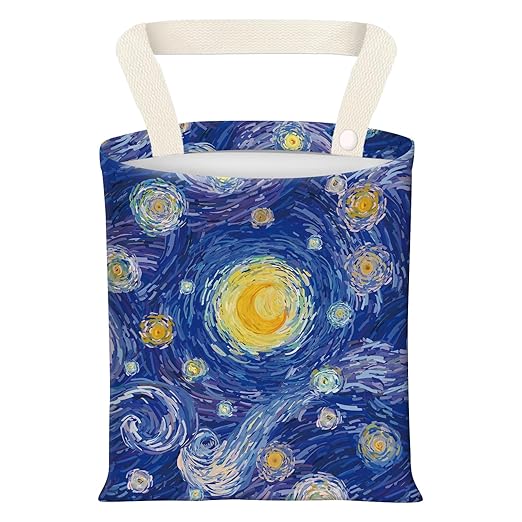 Car Garbage Can, Seat Back Hanging Cute Car Trash Can Bag, Car Organizer and Storage Bag for Travelling, Outdoor Cute Blue Starry Night