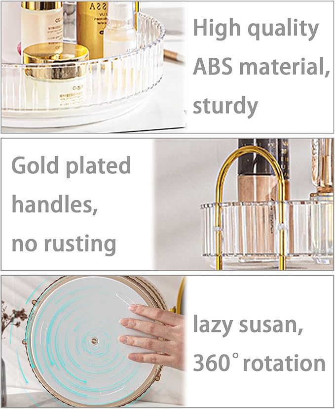 shuang qing Rotating Makeup Organizer for Vanity, High-Capacity Skincare Clear Make Up Storage Perfume Organizers Cosmetic Dr