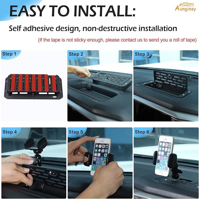 Aunginsy Center Console Dash Storage Organizer Tray with Phone Holder Compatible with Toyota Tundra/Sequoia 2022-2026, Car Dashboard Multi-Functional Mobile Phone Mount Storage Box Insert Accessories