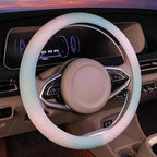 Steering Wheel Cover, with Non-Slip Lining, Cool in Summer Warm in Winter for Men Women, 14.5-15 Inch Non-Slip Breathable Lea