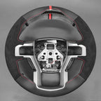 MEWANT Steering Wheel Cover for Ford F150 F250 F350 Expedition 2018 Made of Black Smooth Faux Leather Embossed Athsuede