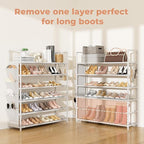 LANTEFUL 6 Tier Shoe Rack Storage for 24-30 Pairs Shoe and Boot, Shoe Organizer with Hook and Side Pocket Free Standing Long 
