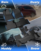 Sunsdrew Floor Mats for 2021-2025 2026 Kia Sorento Accessories (6/7 Seat, Not for Hybrid), All Weather Car Mats Front Rear 3 Rows Floor Liners TPE Rubber Raised Edge