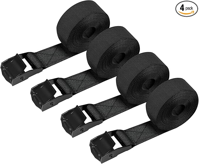 Heavy Duty Lashing Straps, 6.5ft x 1" with Adjustable Buckle, Secure up to 600 lbs for Cargo, Luggage, Bicycles, Motorcycles, Truck, SUV, Car Roof Rack, Canoe (4Pack)