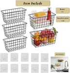 JUNCHU CHERRY 5 Pack Hanging Storage Basket, Bathroom Basket, Household Goods, with Traceless Tape, no Drilling, for Cabinet 