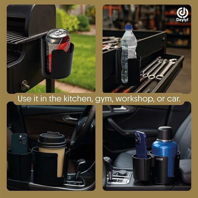 Car Cup Holder Expander - 2 in 1 Adjustable Cup Holder Adapter Set with Magnetic Bottle Mount Accessory - Fits Big Cups and L