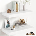 Fun Memories 12 Inch Deep White Floating Shelf, 24 x 12 Rustic Wood Wall Shelf for Books, 2" Thick Deep Floating Shelf for St