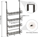 Over Door Hat Organizer 5 Tier Wall Mounted Hat Rack with 4 Adjustable Metal Basket and 3 Hooks Hat Organizer for Baseball ca