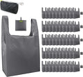 BeeGreen Grey Reusable Grocery Bags Wholesale Gray Reusable Kitchen Bags Bulk Foldable-Machine Washable with Zipper Storage Pouch 50 Packs