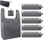 BeeGreen Grey Reusable Grocery Bags Wholesale Gray Reusable Kitchen Bags Bulk Foldable-Machine Washable with Zipper Storage Pouch 50 Packs