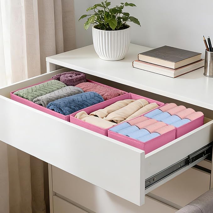 Drawer Organizer Clothes, 16 Pack Dresser Organizer Bins, Foldable Closet Organizers and Storage Fabric Dresser Bins, Shallow
