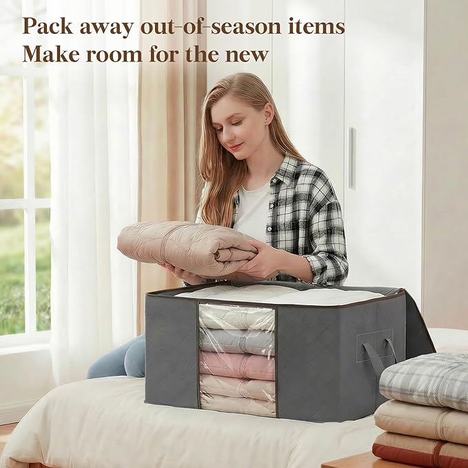 Lifewit 90L Large Storage Bags, 6 Pack Closet Organizers and Storage, Clothes Storage Bins with Lids, Foldable Storage Contai