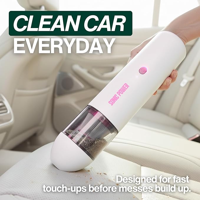SonicPower Portable Cordless Car Vacuum, 15000Pa High Suction Handheld Vacuum Cleaner, 2-in-1 Vacuum & Blower, with 4 Attachm