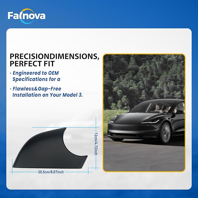 Right Rearview Mirror Cover Bracket, Compatible with Tesla Model 3 2017-2024, Side Mirror Base Cover Replacement Part, Suitable for Tesla Model 3 Accessories（Black）