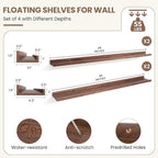 Fun Memories Picture Ledge Shelf, Floating Shelves Set of 4, 48 Inch Picture Shelves for Wall with Ledge, Large Nursery Book 