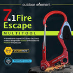 OUTDOOR ELEMENT Fire Escape, Emergency Escape Tool, Seatbelt Cutter, Window Breaker, Multi Tool, Fire Starter, Carabiner, and