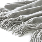 Homiest Decorative Knitted Throw Blanket with Fringe Soft & Cozy Tassel Blanket for Couch Sofa Bed (Light Grey,50x60)
