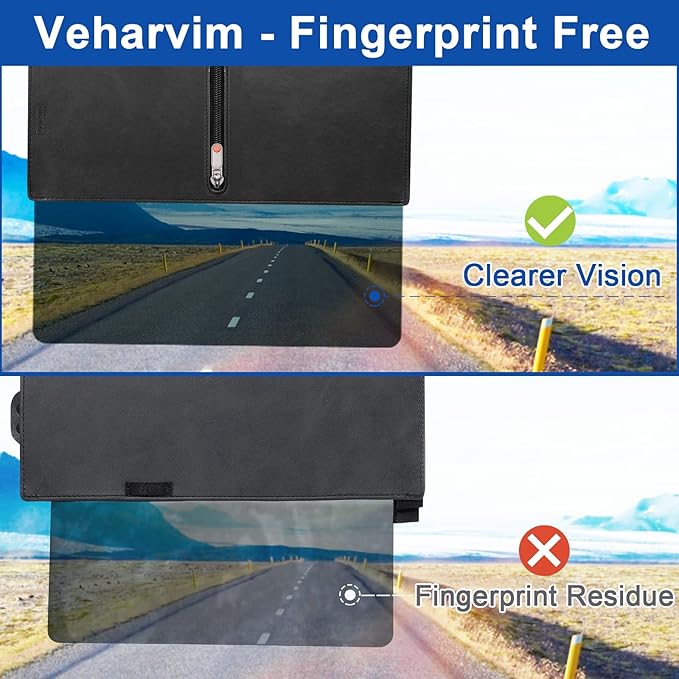 Veharvim Sun Visor Extender for Car with 2 Side Sunshade, Polarized UV400 Visor Extender Attachment for Car Visor with PC Lens,Anti-Glare for Safe Driving (2 Side Panel) (Red Zipper, Passenger Side)
