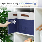 FinishingBo 6-Pack Storage Cubes with Handles & Label Holders Basket, Closet Cube Home Organizer Bins(White/Blue, 13 x 13 x 1