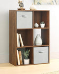 Whitmor 6 Cube Bookcase Storage Organizer, 3 Tier Stackable MDF Bookshelf, Open Storage Display Shelf, Storage Cabinet for Li