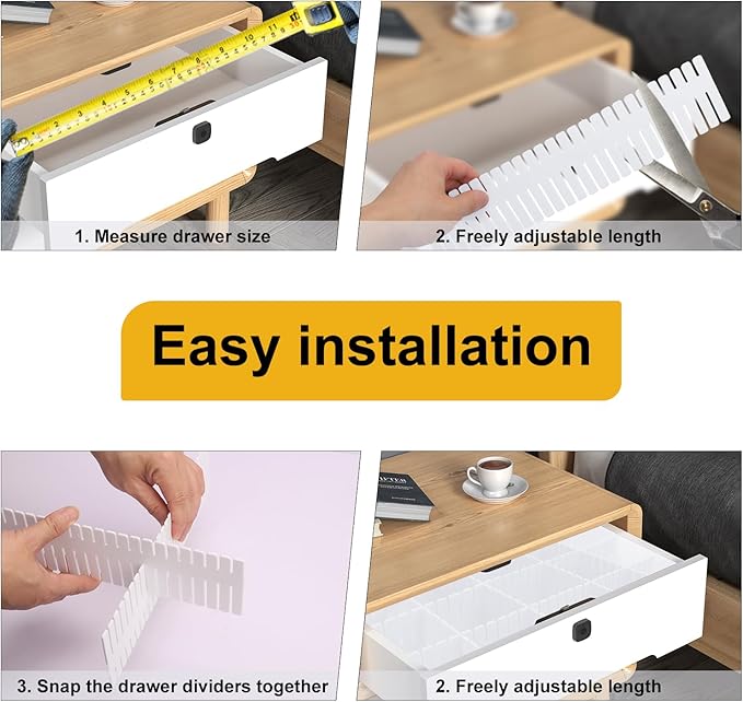 100 PCS Premium DIY Drawer Dividers, White, Adjustable Drawer Organizers for Perfectly Organized Drawers, Tidying Makeup, Clo