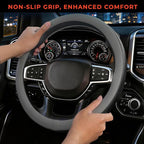 Steering Wheel Cover for Dodge Ram 1500 2500 3500, Fit 15.5-16" Wheels (Gray)