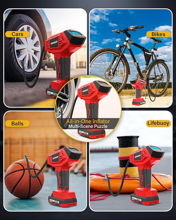 Tire Inflator Portable Air Compressor, 160PSI Cordless Handheld Tire Pump with 20V Battery & 12V DC Dual Power, 4X Faster Inflation, Auto Shut Off, Digital Gauge for Car, Motorcycle, Bicycle, E-Bike