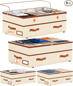 Dolicer 4 Pack Under Bed Storage with Wheels, 6in-10in Height Adjustable Underbed Storage Containers, 92L XXXL Under Bed Draw