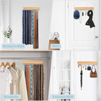 Tie Rack Belt Hanger Wall Mounted, Lomrsiul Non Slip 180 Degree Rotating Tie Organizer for Men Closet with 18 Hooks Closet Or