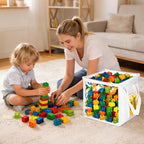 4 Pack Clear Toy Storage Bins with Lids - 12" x 12" Storage Cube Bins, Foldable PVC Boxes with Handles, Storage Organizers fo