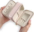 Greenfeather Travel Jewelry Case, PU Leather Travel Jewelry Organizer Box,Small Portable Jewellery Storage Holder for Women R