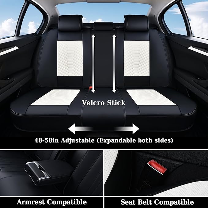Coverado Leather Seat Covers, Car Seat Covers Full Set, Waterproof Nappa Leather Car Seat Cover, Car Seat Protectors 5 Seats,