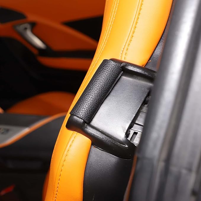 LLKUANG Seat Belt Stay Clips Compatible with Chevrolet Corvette C7 2014-2019,Car Seat Belt Buckle Anti Off Cover,Seat Belt Guide Anti-Belt Pop Guards Clips-2PCS