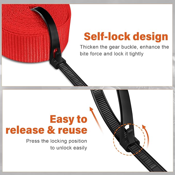 Ratchet Tie Down Straps, 2340lb Break Strength, 4pc 1inch x 16FT Ratchet Strap Set with Padded Handles & Coated S Hook W/Safety Clip, Cargo Strap Tie-Down for Motorcycle, Truck (Red)
