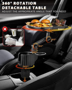 4-in-1 Car Cup Holder Expander Tray,Detachable Upgraded Food Tray Expandable Dual Cup with Phone Holder,360°Rotation Adjustable Base,Road Trip Essentials Accessories for Drinking and Eating