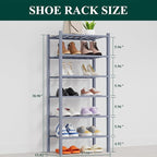 Smiry Shoe Rack, 6 Tier Thick Small Bamboo Shoe Organizer, Stackable Free Standing Wooden Shoe Storage Shelf for Closet, Entr