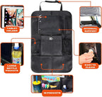 Backseat Car Organizer, Kick Mat Back Seat Protector with Touch Screen Tablet Holder, Back Seat Organizer for Baby & Kids, Travel Accessories with 9 Storage Pockets & 4 Headrest Hooks, Pack of 2-Black