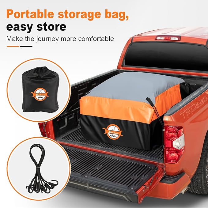 Sailnovo Truck Bed Cargo Bag, 26 Cubic ft Waterproof Cargo Bag for Truck Bed, Heavy Duty PVC Truck Cargo Bag Fits Any Truck Size with 6 Stretch Cord, Packing Bag (50''x40''x22'')