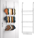 HapiRm Over Door Hat Rack - 3 Tier Wall Mounted Hat Organizer with 16 Hooks and 10 Movable Clips, Cap Hanger Storage up to 26