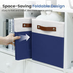 FinishingBo 6-Pack Storage Cubes with Handles & Label Holders Basket, Closet Cube Home Organizer Bins(White/Blue, 10.5 * 10.5