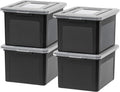IRIS USA File Box, Plastic File Organizer with Lids for Letter/Legal File, Portable Document Box For Moving, Storage Bin with