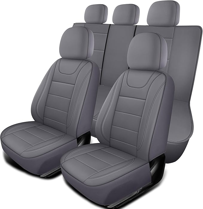 Car Seat Covers, Quilting Leather Seat Covers Full Set, Waterproof Faux Leather Automotive Seat Covers for Cars, Universal Ca
