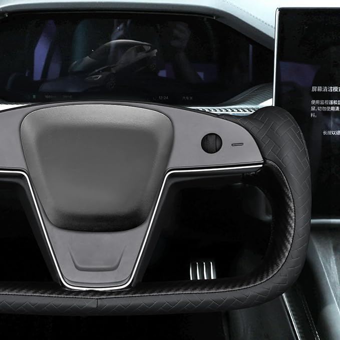 MEWANT Hand Stitched Tesla Model S Yoke Steering Wheel Cover Wrap for Tesla Model S 2021-2023 / Model X 2021-2023 Tesla Yoke Steering Wheel Accessories(3D Style)