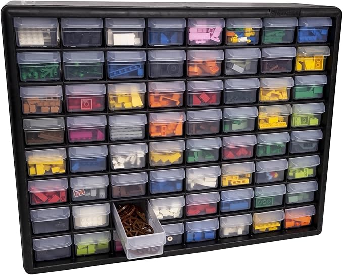 Akro-Mils 64-Drawer Plastic Drawer Storage Cabinet for Garage Organization, Bead Organizer, Building Bricks Storage, Teacher 
