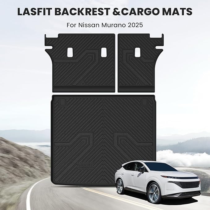 LASFIT Cargo Mat & Backrest Mats for Nissan Murano 2026 2025, All Weather TPE Custom Fit Easy Clean Durable No-Curling Trunk Mat for Murano 2026 2025, Black