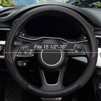 KAFEEK 16 inch Steering Wheel Cover, Black Microfiber Leather Viscose, Breathable, Compatible for F150 F250 F350 Ram 4Runner 