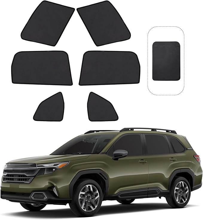 Front Side Half Window Shade Foldable Custom Fit for 2025 Su-baru Forester Car Window Shades for Side Window Sun Shade UV Protection Heat Insulation for Camping Sleeping 6PCS