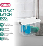 Sterilite 6-Pack 30 Quart Ultra Latch Box, Clear Storage Organizer Bins with Latching Lids - Stackable Plastic Containers for